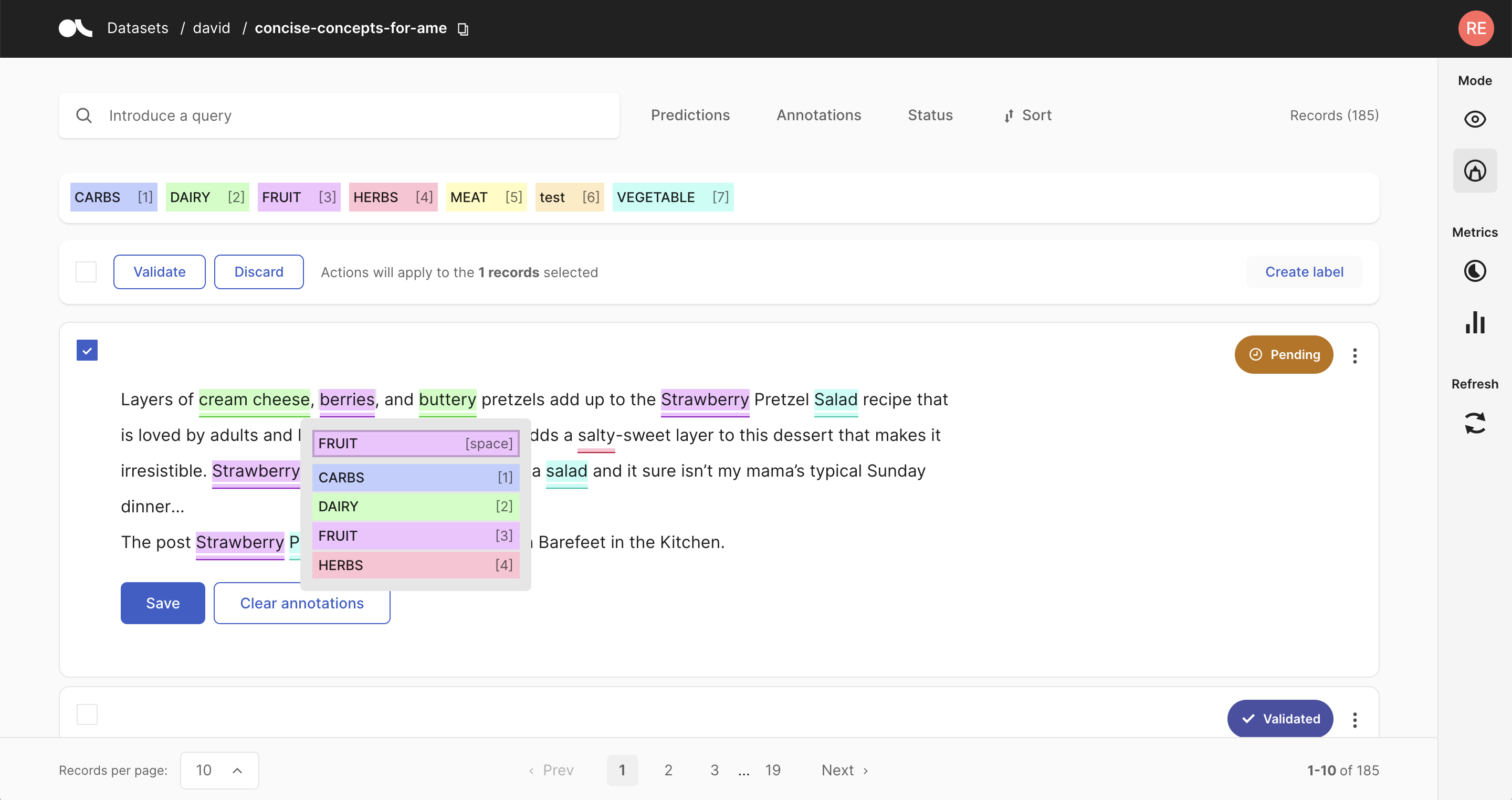 Screenshot of the uploaded coffee reviews