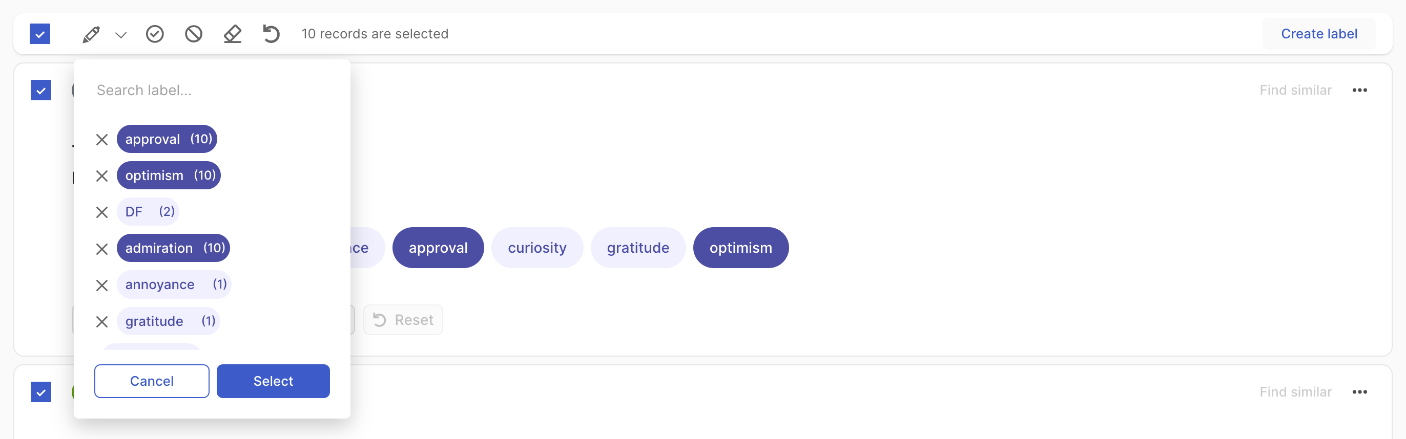 Multi-label bulk annotation