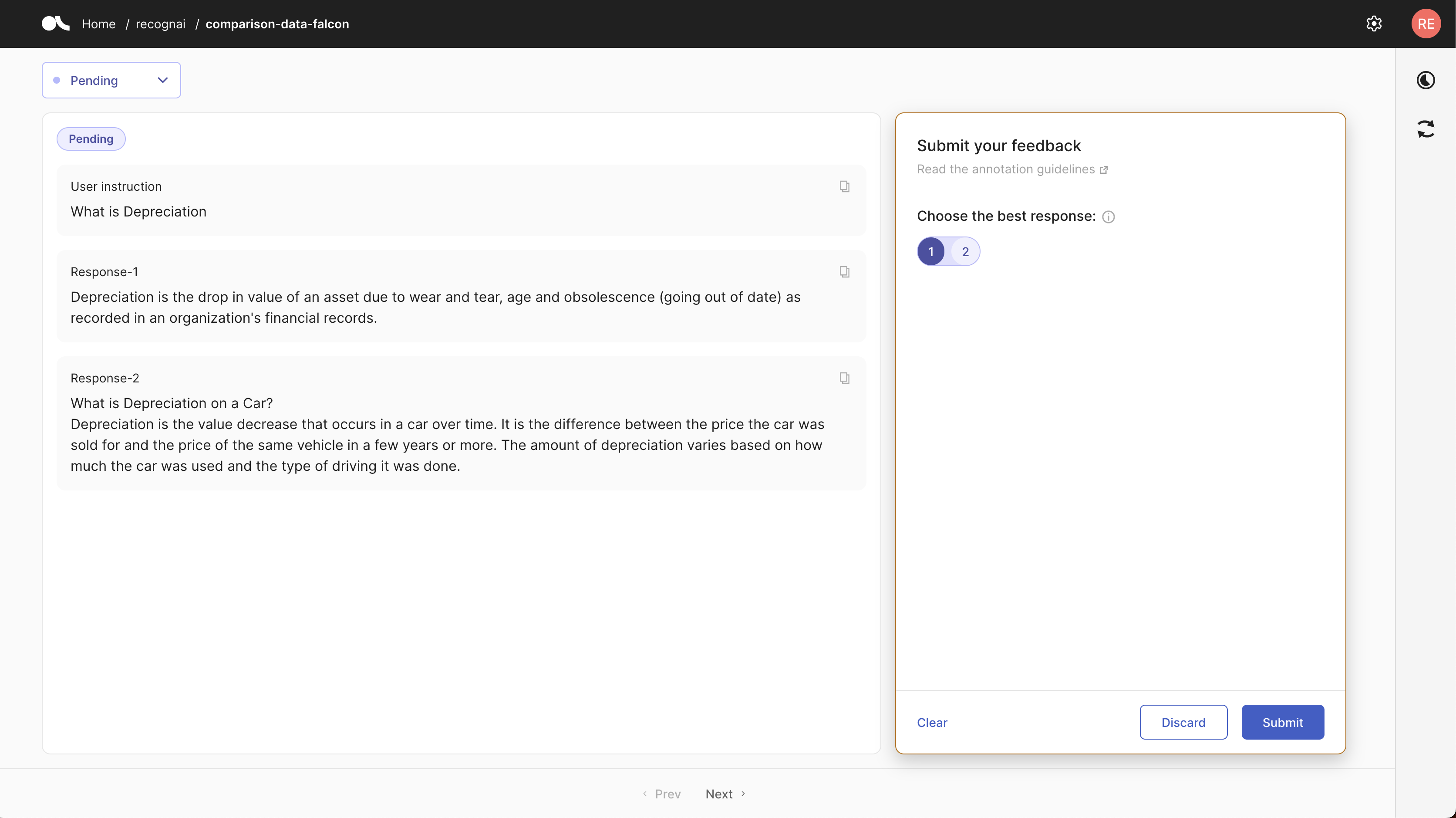 A Feedback Task setting for the reward modeling