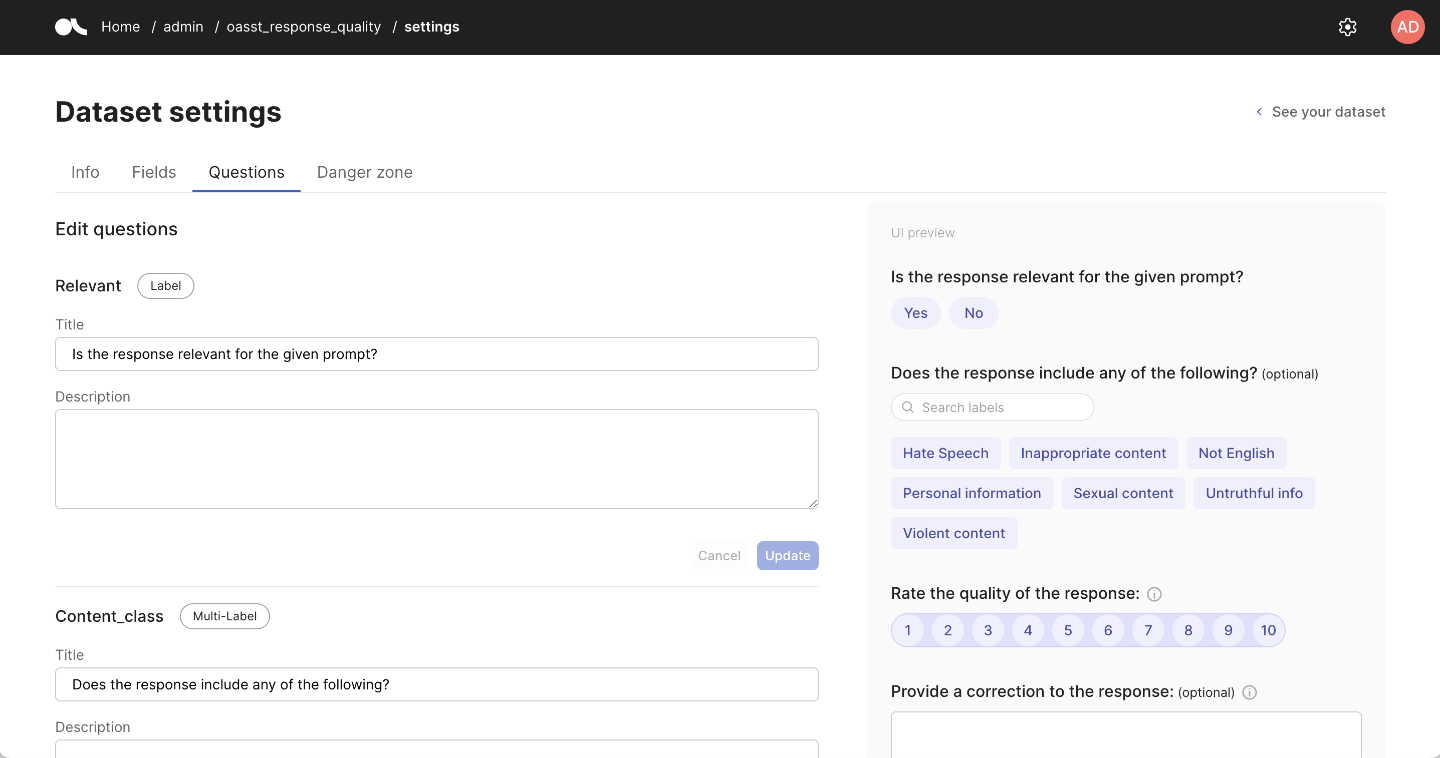 Dataset page
