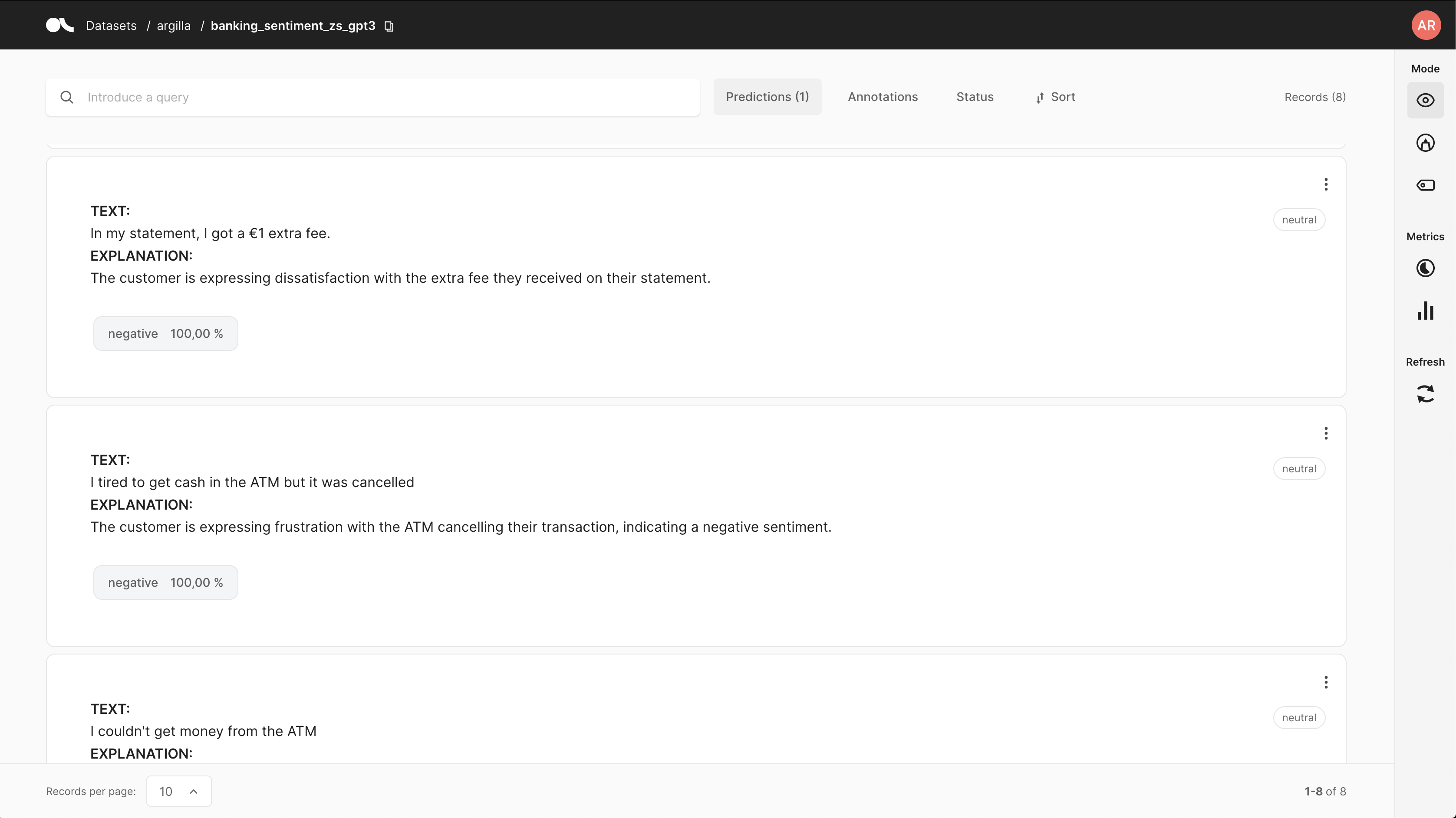 Screenshot of Argilla UI